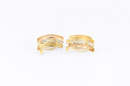 Pendiente de oro combinado de 18k. de segunda mano. Joyería de ocasión | ROYALHYSTERIA