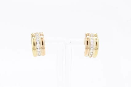 Pendiente de oro combinado de 18k. de segunda mano. Joyería de ocasión | ROYALHYSTERIA