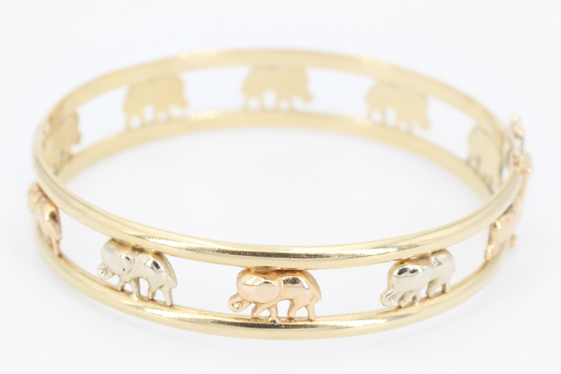 Caña de oro combinado de 18k. de segunda mano. Joyería de ocasión | ROYALHYSTERIA