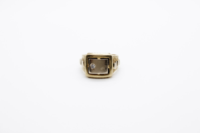 Anillo de oro combinado de 18k. de segunda mano. Joyería de ocasión | ROYALHYSTERIA