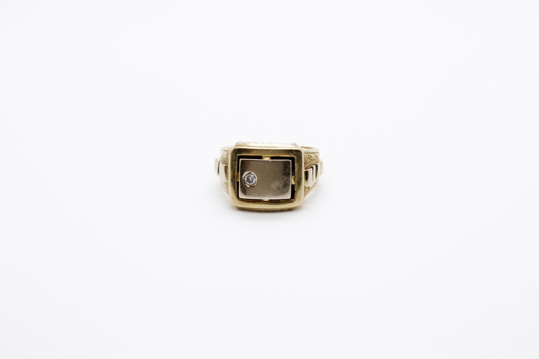 Anillo de oro combinado de 18k. de segunda mano. Joyería de ocasión | ROYALHYSTERIA