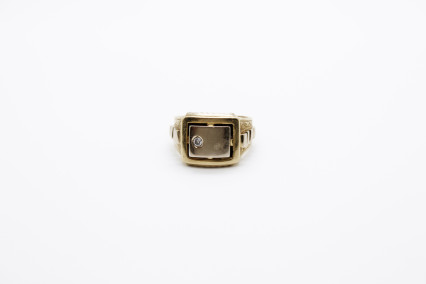 Anillo de oro combinado de 18k. de segunda mano. Joyería de ocasión | ROYALHYSTERIA