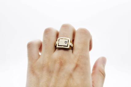 Anillo de oro combinado de 18k. de segunda mano. Joyería de ocasión | ROYALHYSTERIA