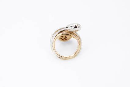 Anillo de oro combinado de 18k. de segunda mano. Joyería de ocasión | ROYALHYSTERIA