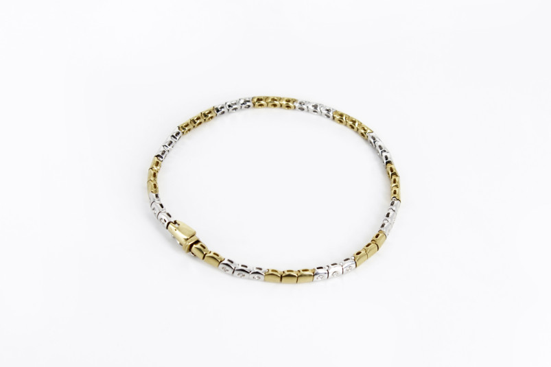 Pulsera de oro combinado de 18k con diamantes. de segunda mano. Joyería de ocasión | ROYALHYSTERIA