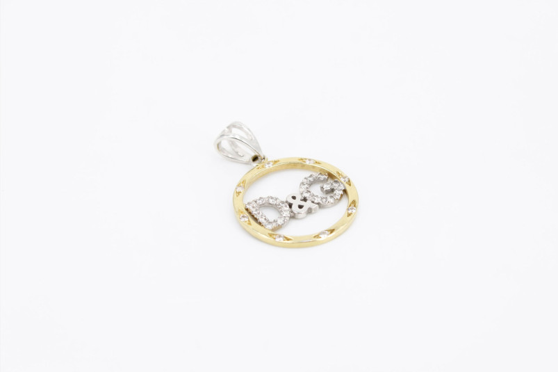 Colgante de oro combinado de 18k. de segunda mano. Joyería de ocasión | ROYALHYSTERIA