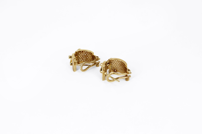 Pendiente de oro combinado de 18k. de segunda mano. Joyería de ocasión | ROYALHYSTERIA