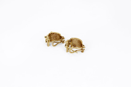 Pendiente de oro combinado de 18k. de segunda mano. Joyería de ocasión | ROYALHYSTERIA