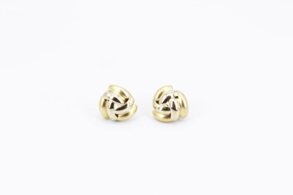 Pendiente de oro combinado de 18k. de segunda mano. Joyería de ocasión | ROYALHYSTERIA