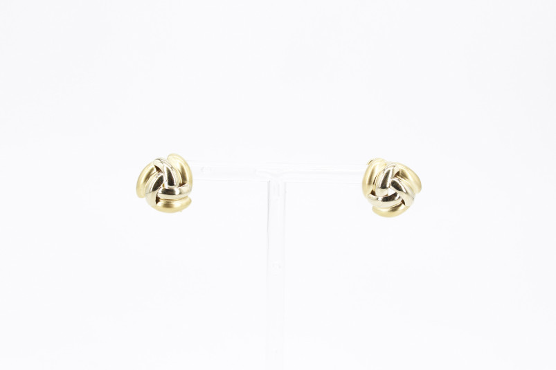 Pendiente de oro combinado de 18k. de segunda mano. Joyería de ocasión | ROYALHYSTERIA