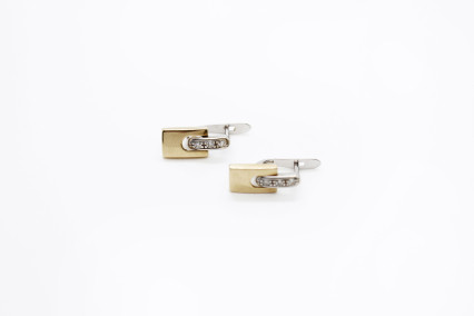 Pendiente de oro combinado de 18k. de segunda mano. Joyería de ocasión | ROYALHYSTERIA