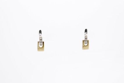 Pendiente de oro combinado de 18k. de segunda mano. Joyería de ocasión | ROYALHYSTERIA