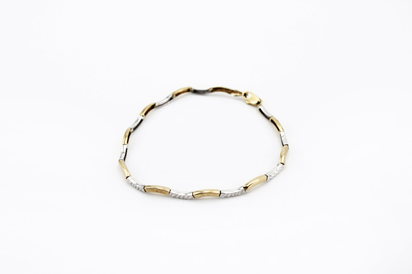 Pulsera de oro combinado de 18k. de segunda mano. Joyería de ocasión | ROYALHYSTERIA
