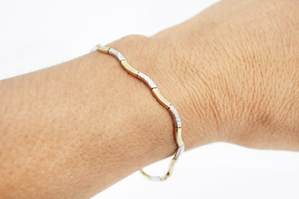 Pulsera de oro combinado de 18k. de segunda mano. Joyería de ocasión | ROYALHYSTERIA