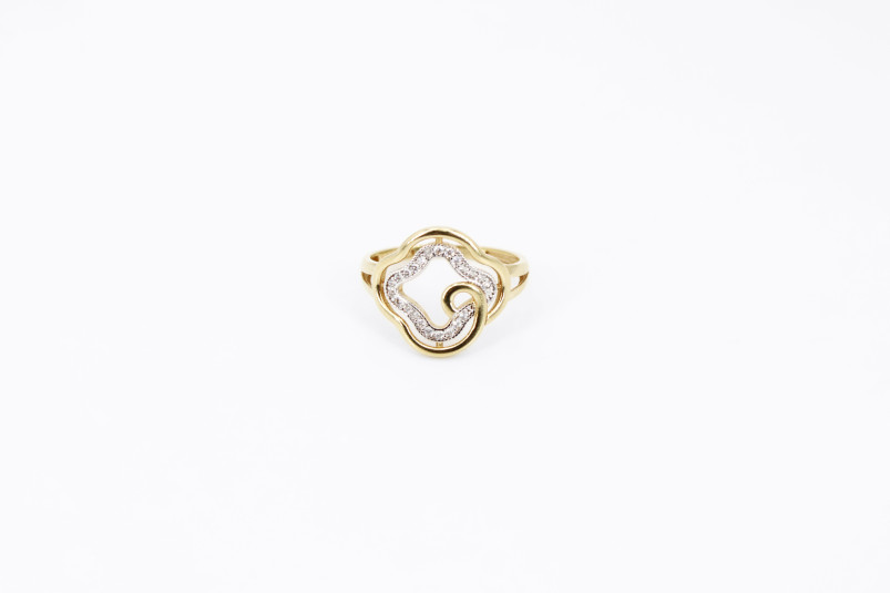 Anillo de oro combinado de 18k. de segunda mano. Joyería de ocasión | ROYALHYSTERIA