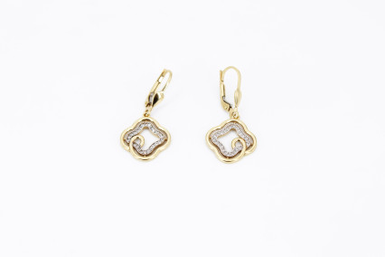 Pendiente de oro combinado de 18k. de segunda mano. Joyería de ocasión | ROYALHYSTERIA