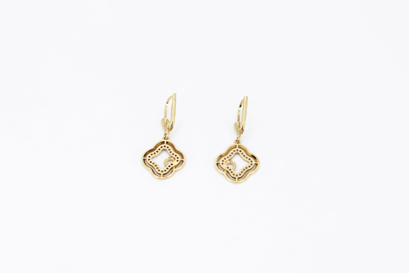 Pendiente de oro combinado de 18k. de segunda mano. Joyería de ocasión | ROYALHYSTERIA