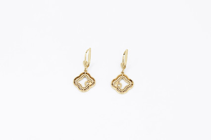 Pendiente de oro combinado de 18k. de segunda mano. Joyería de ocasión | ROYALHYSTERIA