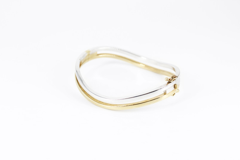 Caña de oro combinado de 18k. de segunda mano. Joyería de ocasión | ROYALHYSTERIA