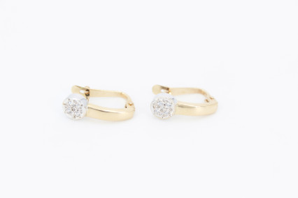 Pendiente de oro combinado de 18k. de segunda mano. Joyería de ocasión | ROYALHYSTERIA