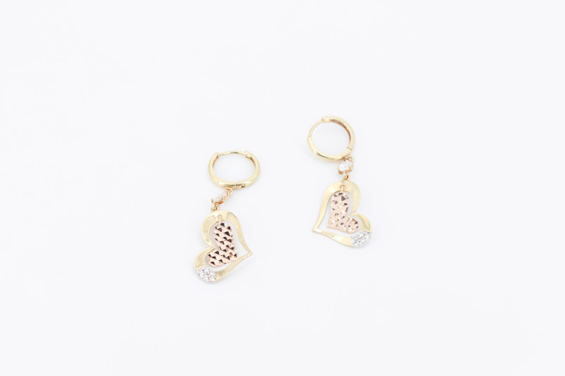 Pendiente de oro combinado de 18k. de segunda mano. Joyería de ocasión | ROYALHYSTERIA