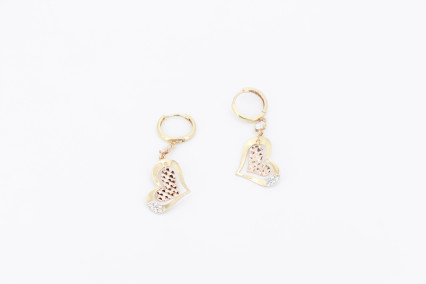 Pendiente de oro combinado de 18k. de segunda mano. Joyería de ocasión | ROYALHYSTERIA