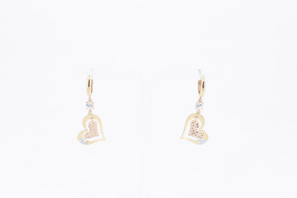 Pendiente de oro combinado de 18k. de segunda mano. Joyería de ocasión | ROYALHYSTERIA