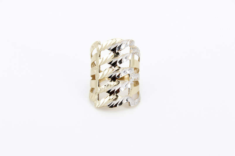 Anillo de oro combinado de 14k. de segunda mano. Joyería de ocasión | ROYALHYSTERIA