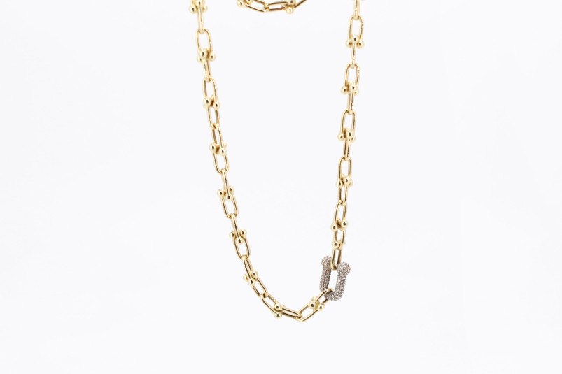 Gargantilla de oro combinado de 18k. de segunda mano. Joyería de ocasión | ROYALHYSTERIA