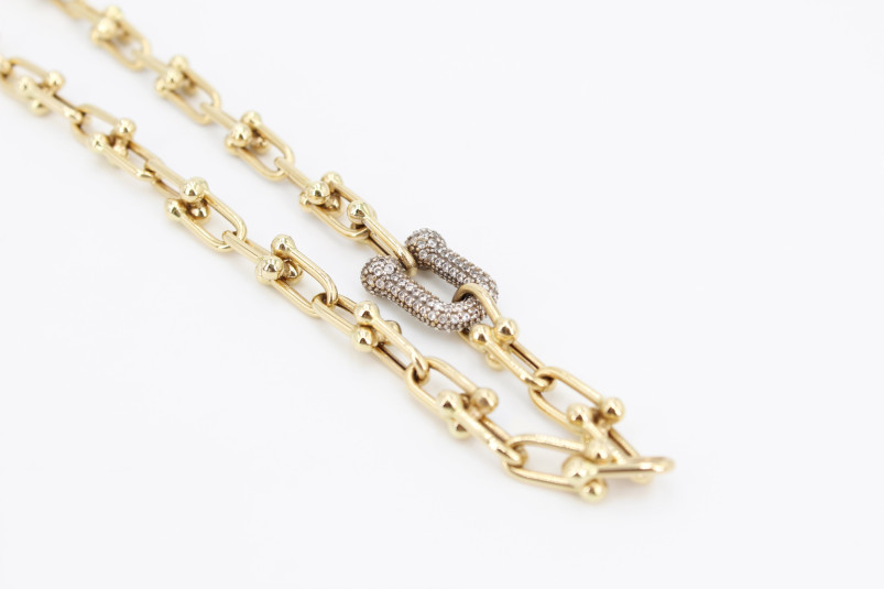 Gargantilla de oro combinado de 18k. de segunda mano. Joyería de ocasión | ROYALHYSTERIA