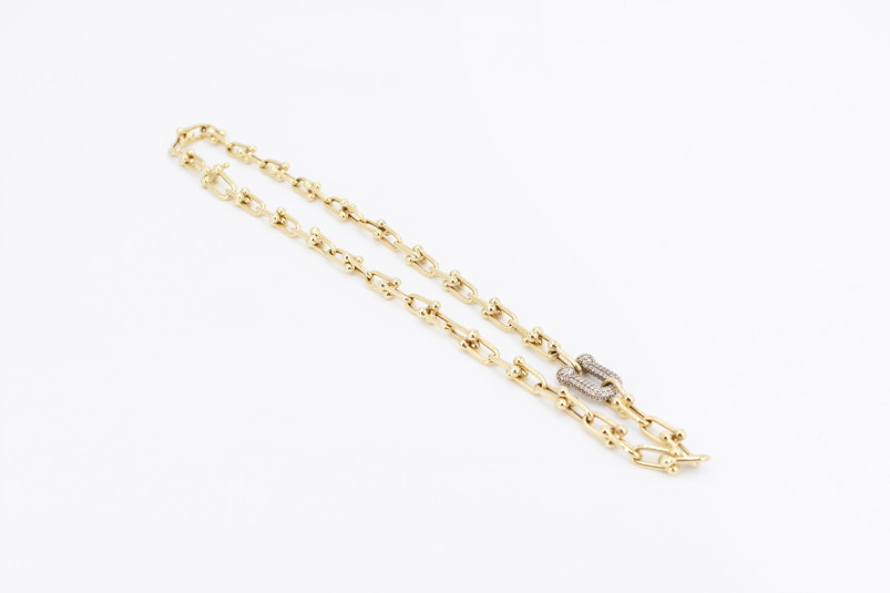 Gargantilla de oro combinado de 18k. de segunda mano. Joyería de ocasión | ROYALHYSTERIA